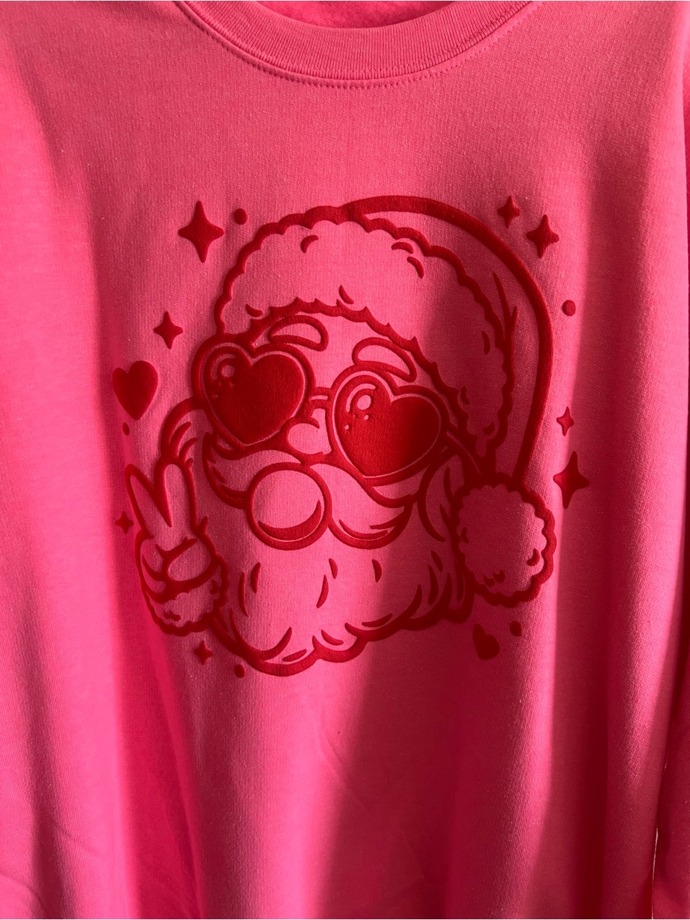 Gildan Heavy Blend Puff Print Santa Graphic Santa Crewneck Sweatshirt - Picture 2 of 4